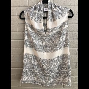 CAbi v-neck layered sheer blouse